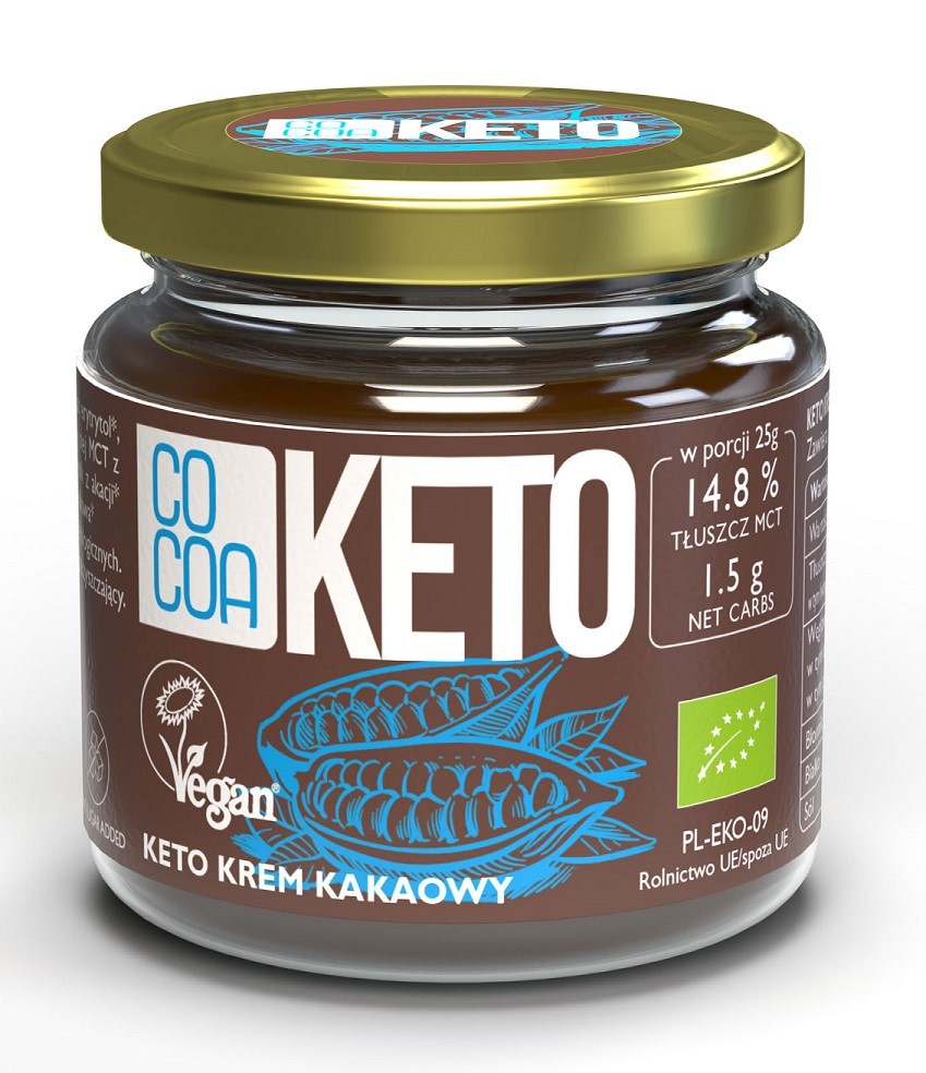Cocoa krem migdałowo  kakaowy z olejem mct bez dodatku cukrów bezglutenowy keto bio 200 g