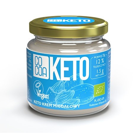 Cocoa krem migdałowy z olejem mct bez dodatku cukrów bezglutenowy keto bio 200 g