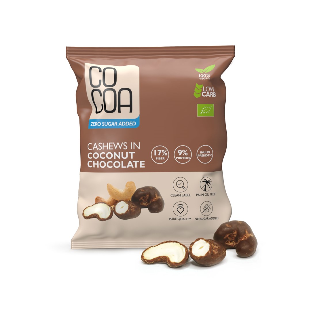 Cocoa orzechy nerkowca w czekoladzie kokosowej bez dodatku cukrów bio 70 g