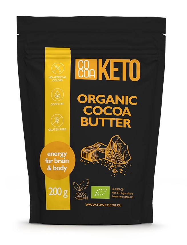 Cocoa tłuszcz kakaowy bezglutenowy keto bio 200 g