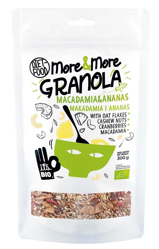 Diet-food granola z orzechami makadamia i ananasem bio 300 g  diet