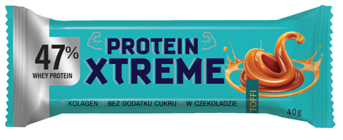 Dobry squad baton proteinowy xtreme o smaku toffi w czekoladzie mlecznej bez dodatku cukrów 40 g