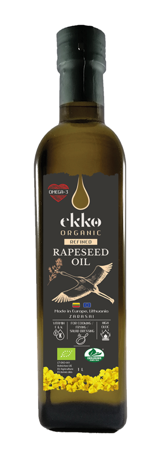 Ekko olej rzepakowy do gotowania i smażenia tłoczony na zimno bio 500 ml