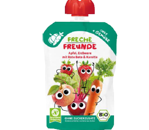 Freche freunde mus jabłko  truskawka  burak  marchew bez dodatku cukrów bezglutenowy od 8 miesiąca bio 100 g