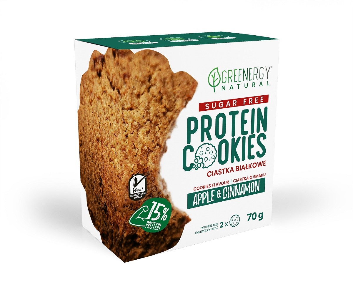 Greenergy ciastka proteinowe jabłko  cynamon bez cukru (2 x 35 g) 70 g