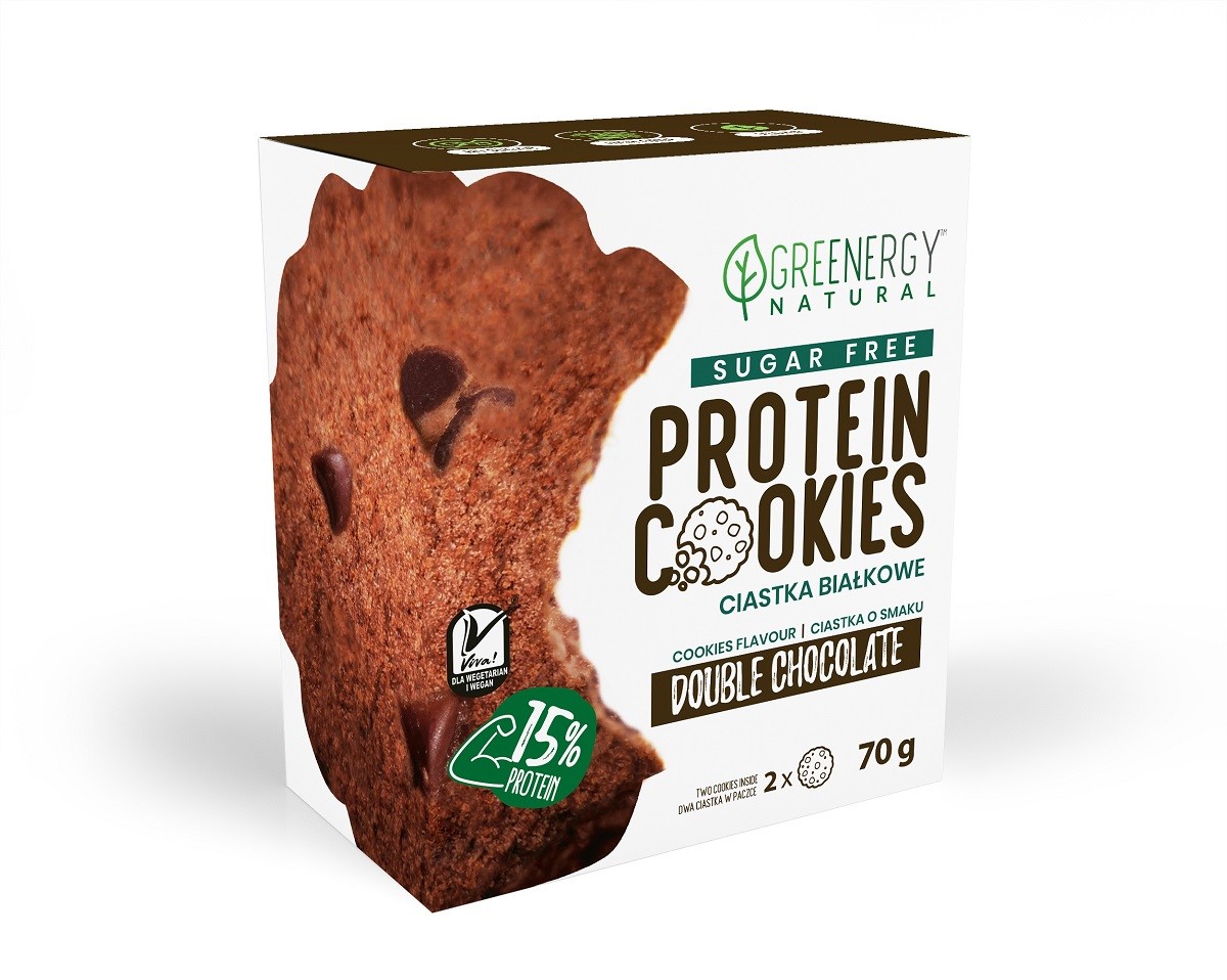 Greenergy ciastka proteinowe podwójnie czekoladowe bez cukru (2 x 35 g) 70 g