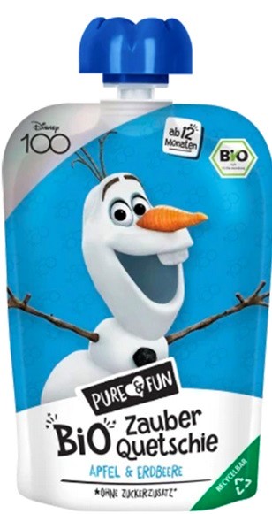 HEJO! Przecier jabłko- truskawka BIO 100 g Kraina Lodu- Olaf