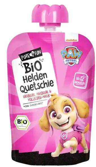 HEJO! Przecier truskawka- malina z owsem BIO 100 g Psi Patrol- Skye