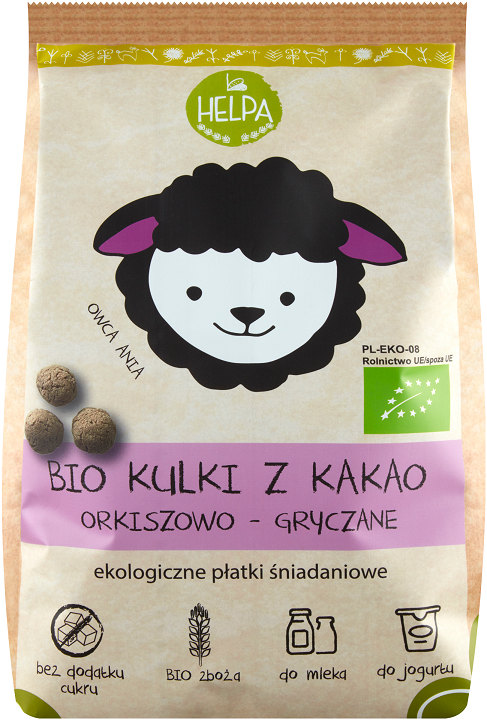 Helpa kulki orkiszowo  gryczane z kakao bez dodatku cukrów bio 160 g