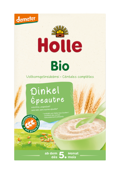 Holle kaszka orkiszowa pełnoziarnista bez dodatku cukrów od 5 miesiąca demeter bio 250 g