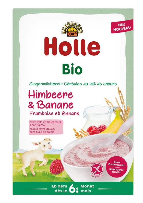Holle kaszka ryżowa mleczna malinowo  bananowa bez dodatku cukrów bezglutenowa od 6 miesiąca bio 200 g