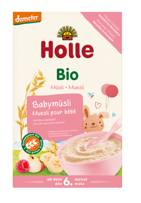 Holle kaszka zbożowa musli malina  jabłko  banan bez dodatku cukrów od 6 miesiąca demeter bio 250 g
