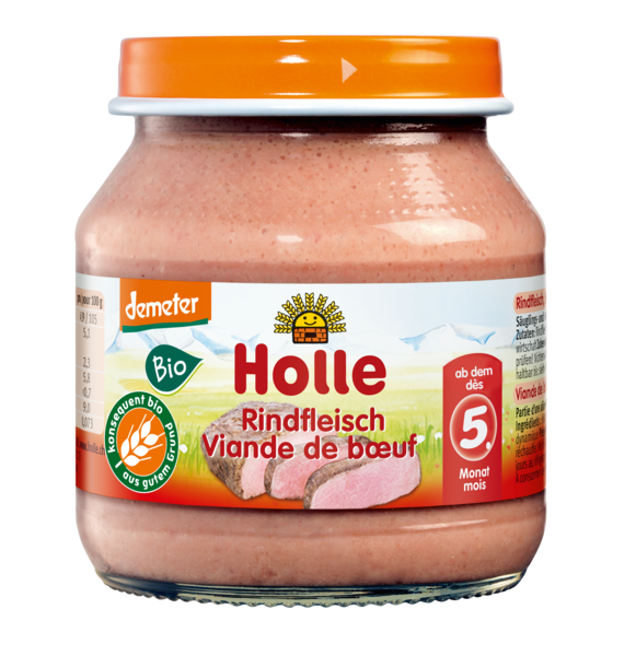 Holle mięso wołowina bez dodatku cukrów bezglutenowe od 5 miesiąca demeter bio 125 g (słoik)