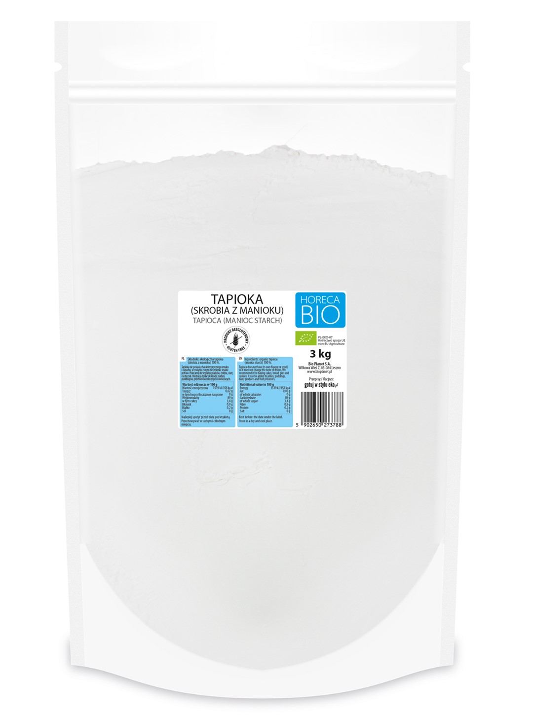 Horeca tapioka (skrobia z manioku) bezglutenowa bio 3 kg