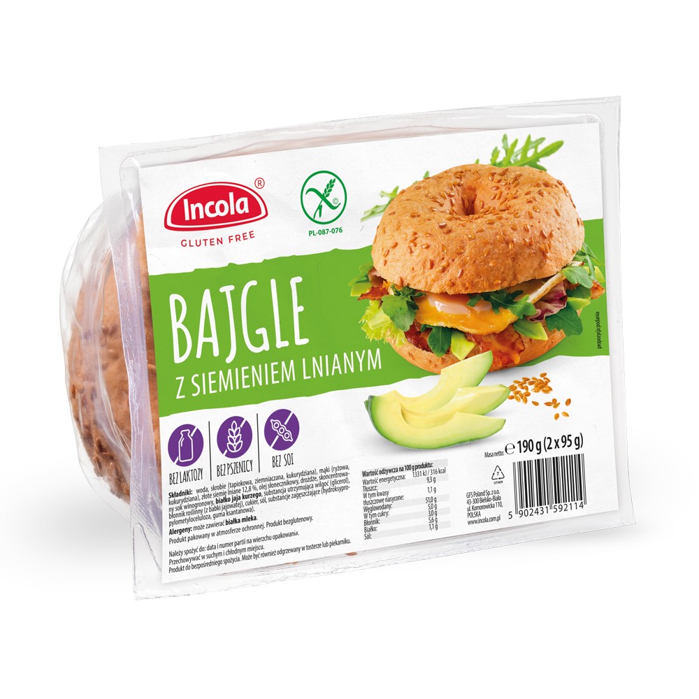 Incola bajgle z siemieniem lnianym bezglutenowe (2 szt.) 190 g