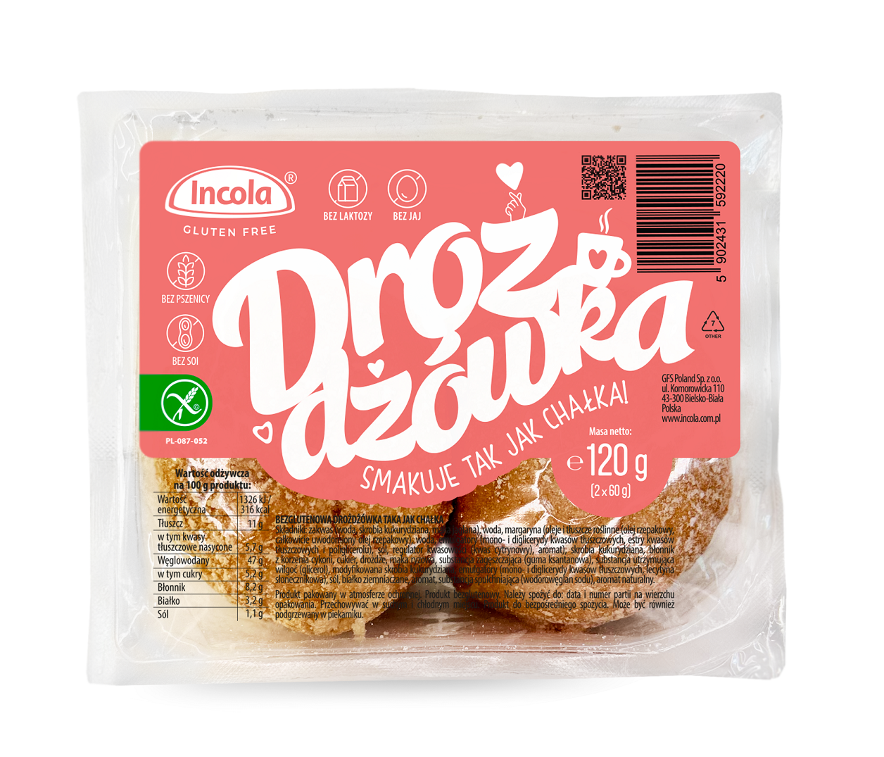 Incola drożdżówka chałka bezglutenowa (2 szt.) 120 g