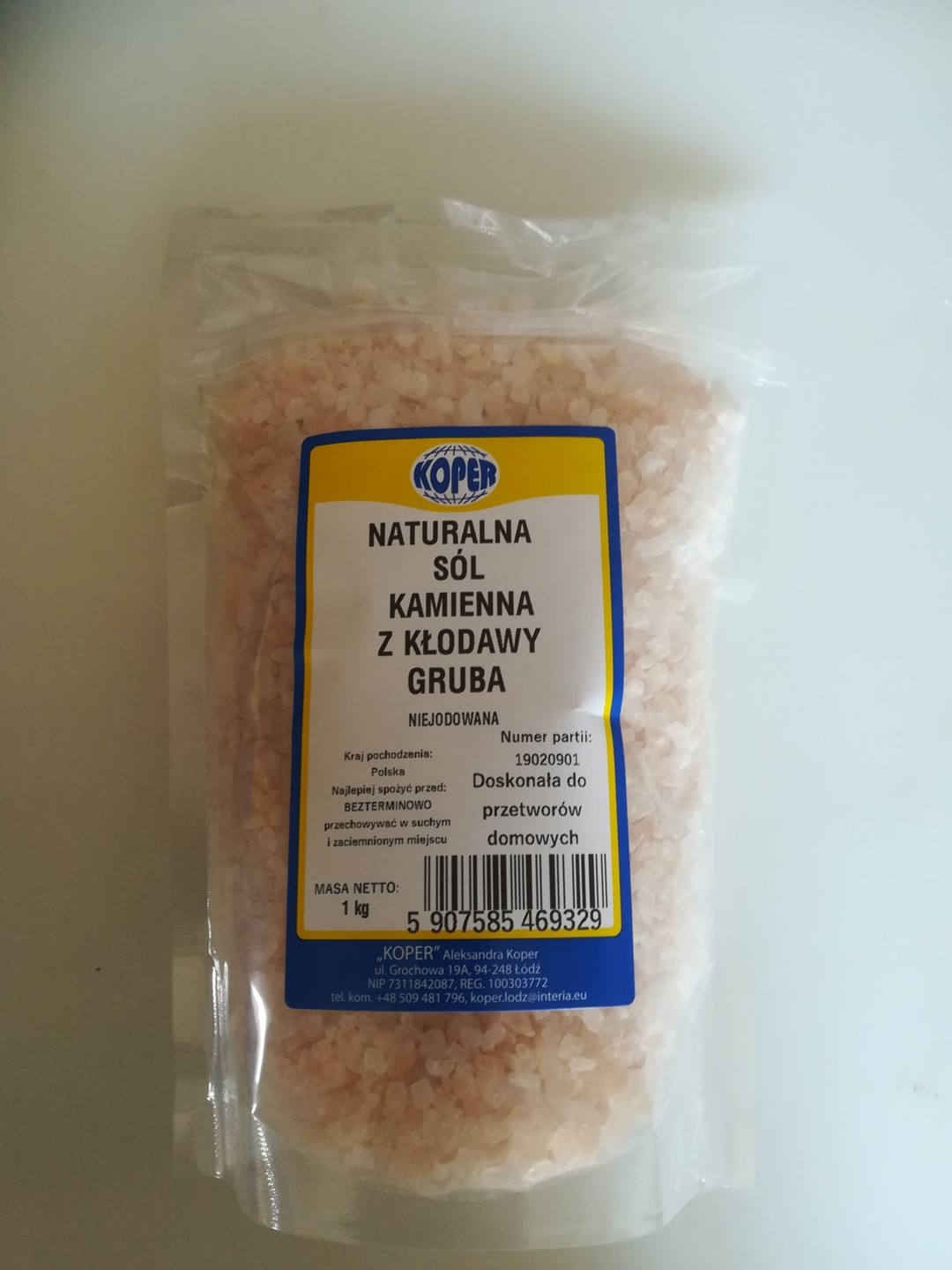 KOPER Sól naturalna kamienna z Kłodawy gruba 1 kg