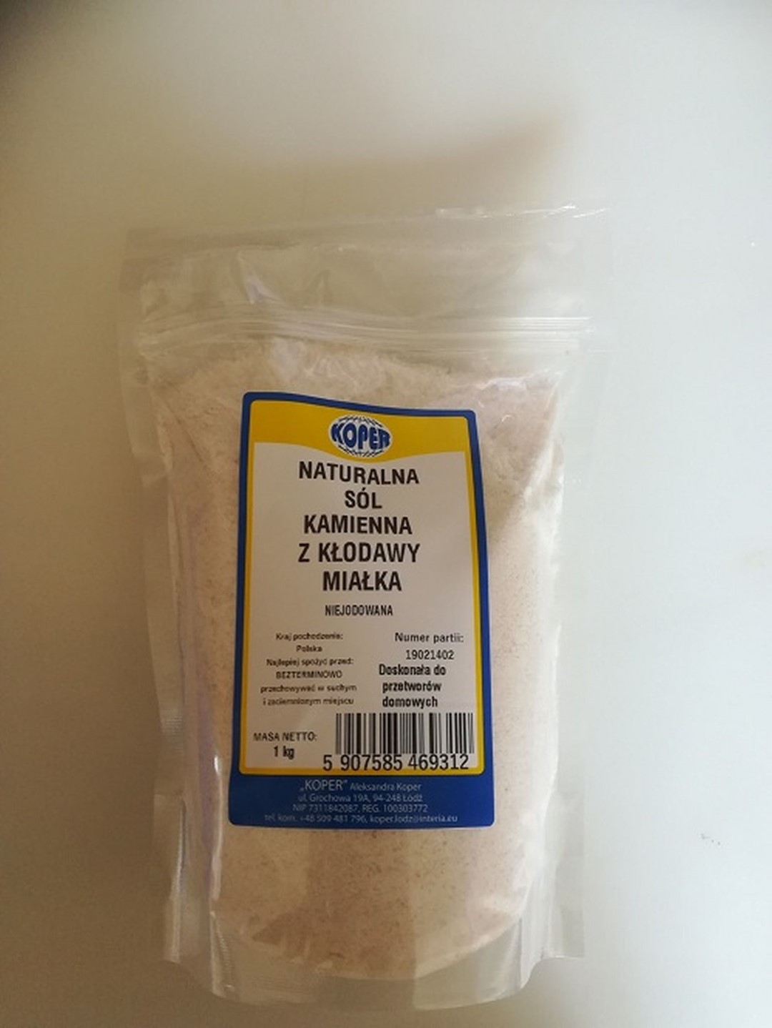 KOPER Sól naturalna kamienna z Kłodawy miałka 1 kg