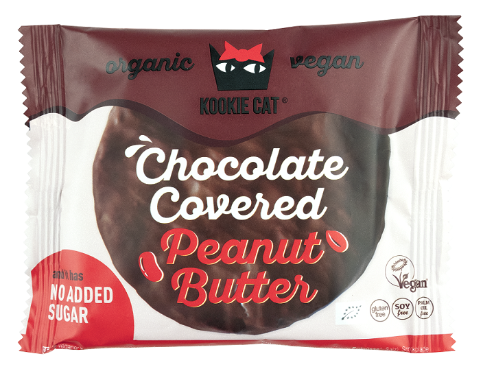 Kookie cat ciastko wegańskie z czekoladą bez dodatku cukrów i z kremem z orzeszków ziemnych bezglutenowe bio 50 g