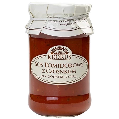 Krokus sos pomidorowy z czosnkiem bez dodatku cukrów 340 g