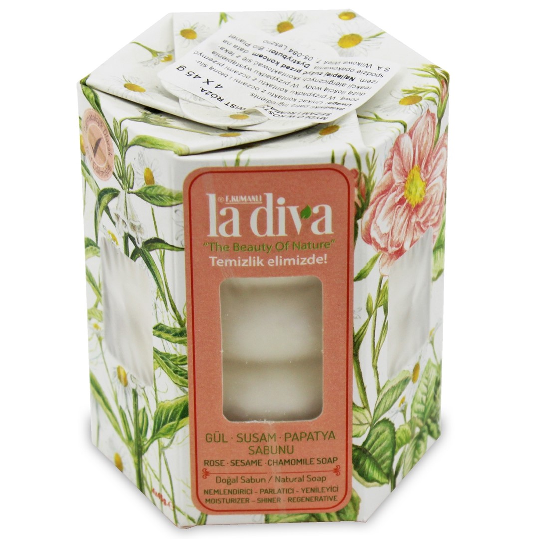 La diva mydło w kostce twist róża, sezam i rumianek (4 x 45 g) 180 g