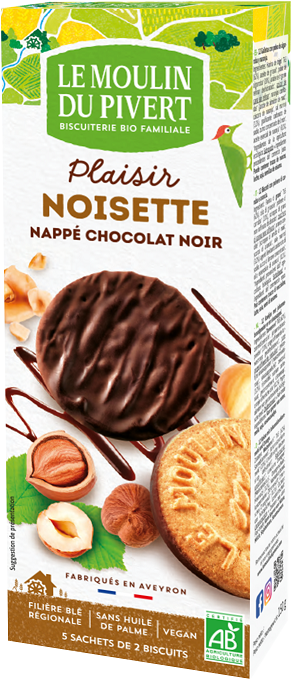 Le moulin du pivert ciastka z orzechami laskowymi oblane gorzką czekoladą bio 130 g