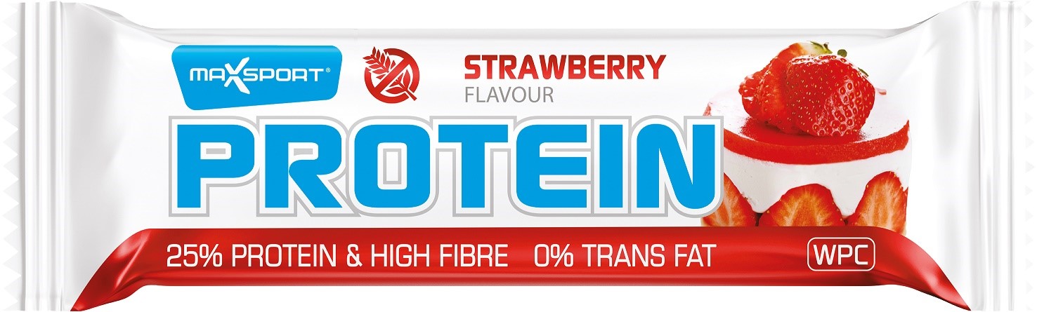 Maxsport baton proteinowy wpc o smaku truskawkowym w białej polewie bezglutenowy 60 g