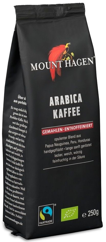 Mount hagen kawa mielona bezkofeinowa arabica 100 % fair trade bio 250 g