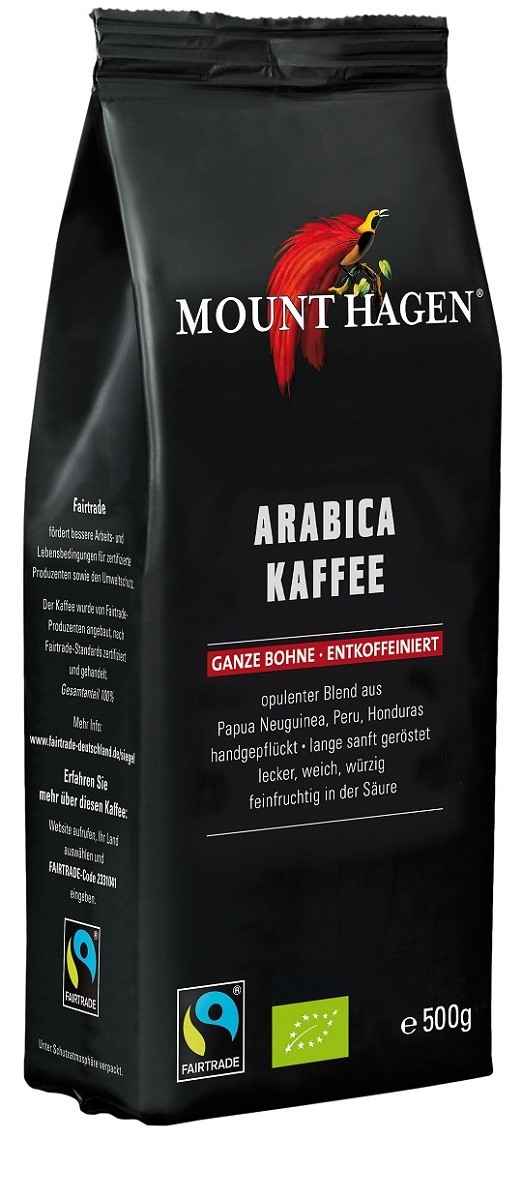 Mount hagen kawa ziarnista bezkofeinowa arabica 100 % fair trade bio 500 g
