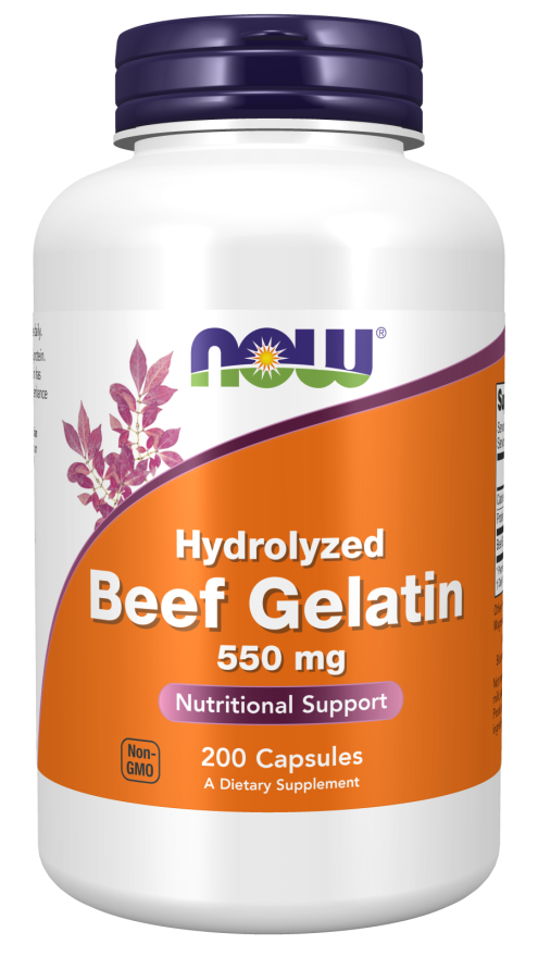 NOW FOODS Beef Gelatin - Żelatyna wołowa 550 mg (200 kaps.)