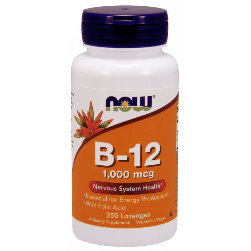 NOW FOODS Witamina B12 1000 mcg i Kwas Foliowy 100 mcg do ssania (250 tabl.)