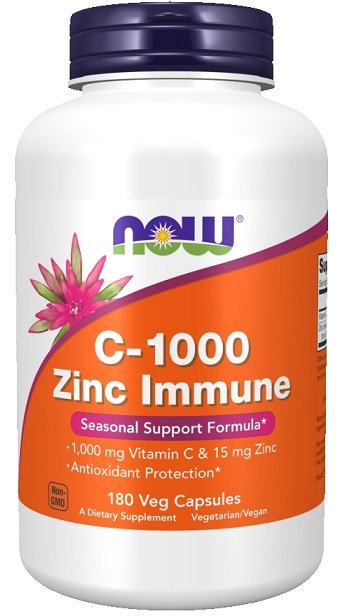NOW FOODS C-1000 Zinc Immune (180 kaps.)