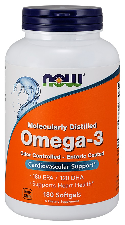 NOW FOODS Omega-3 Molecularly Distilled (180 kaps.)