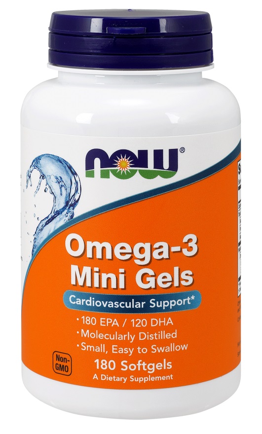 NOW FOODS Omega 3 Mini Gels - DHA 120 mg + EPA 180 mg (180 kaps.)