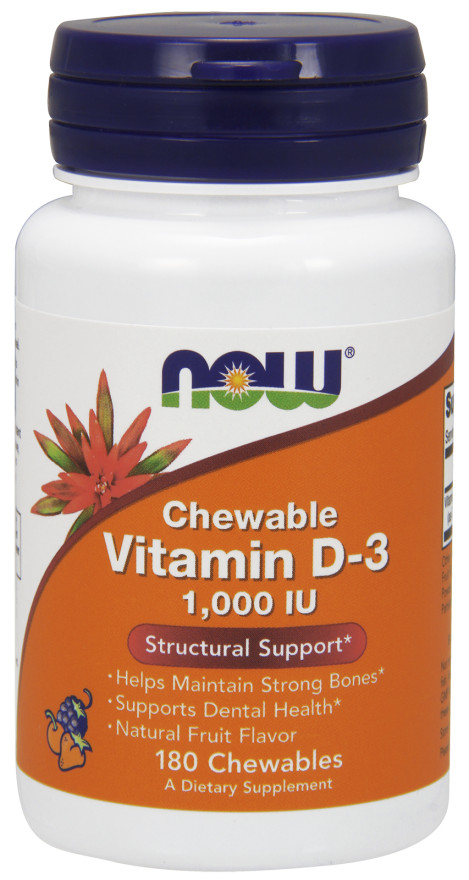 NOW FOODS Witamina D3 1000 IU do żucia (180 tabl.)