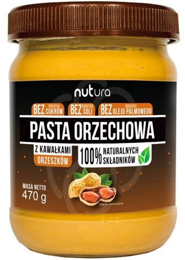NUTURA Pasta orzechowa z kawałkami orzeszków 470 g