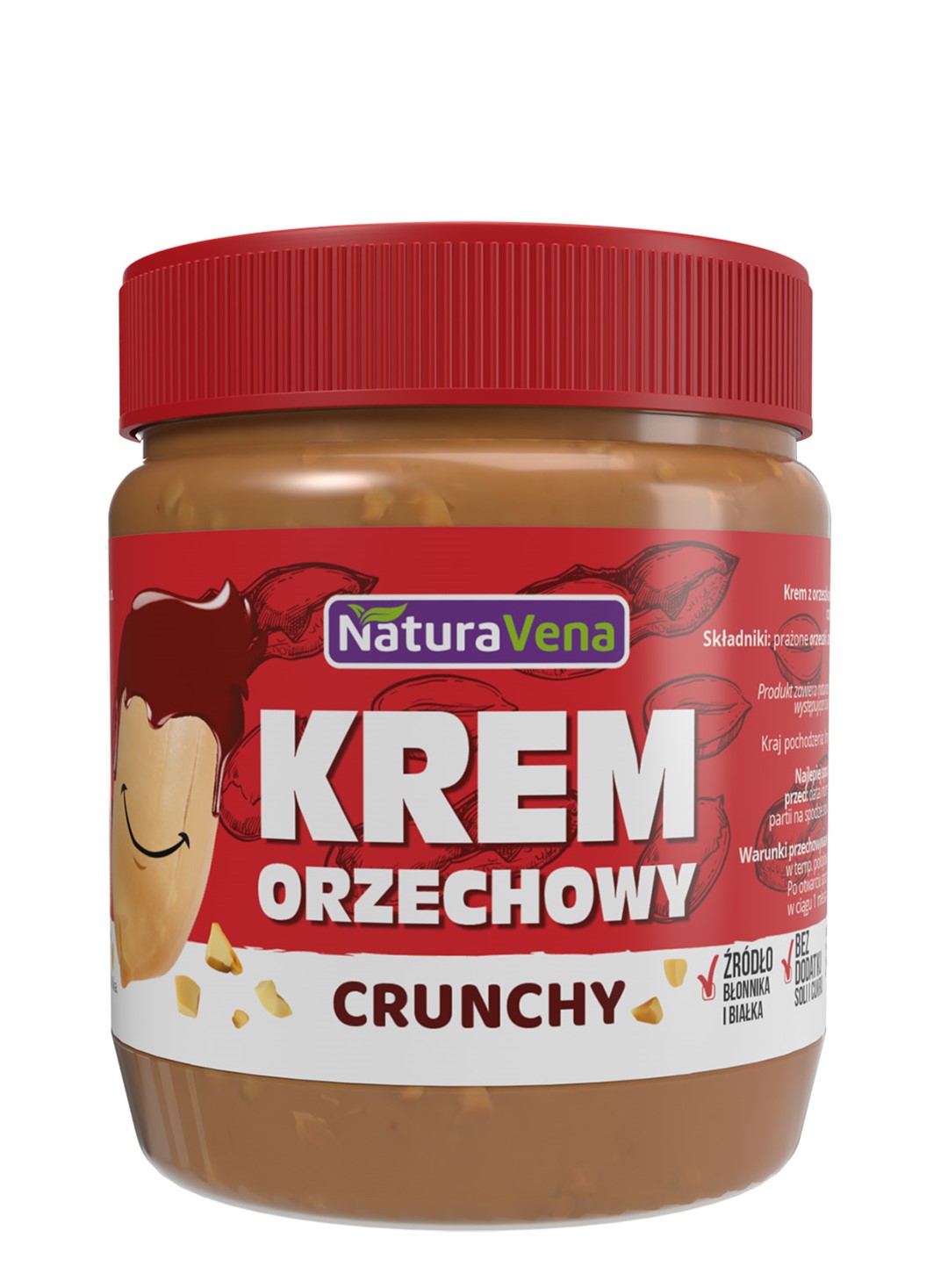 Naturavena krem orzechowy crunchy 100 % bez dodatku soli i cukrów 340 g
