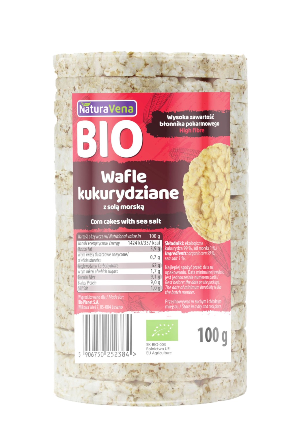 Naturavena wafle kukurydziane z solą morską bio 100 g