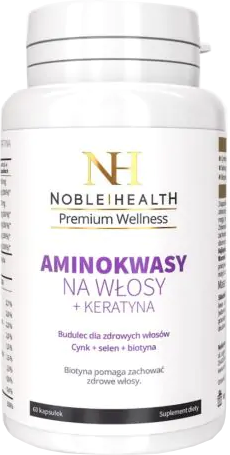 Noble Health Aminokwasy na włosy + keratyna 60 kapsułek