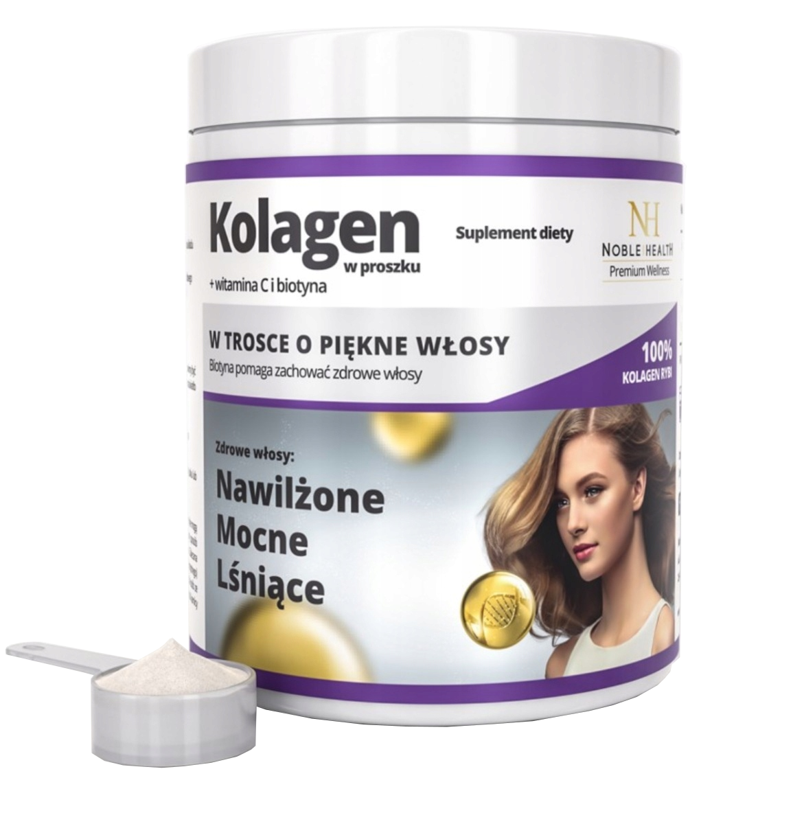 Noble Health Kolagen + witamina C i biotyna w proszku 100g