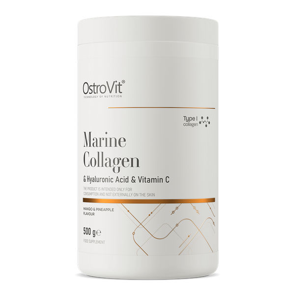 OSTROVIT Kolagen Morski + Kwas Hialuronowy + Witamina C - smak mango z ananasem (500 g)
