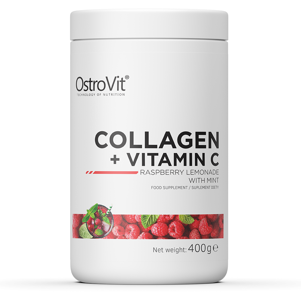 OSTROVIT Kolagen + Witamina C - smak lemoniady malinowej z miętą (400 g)