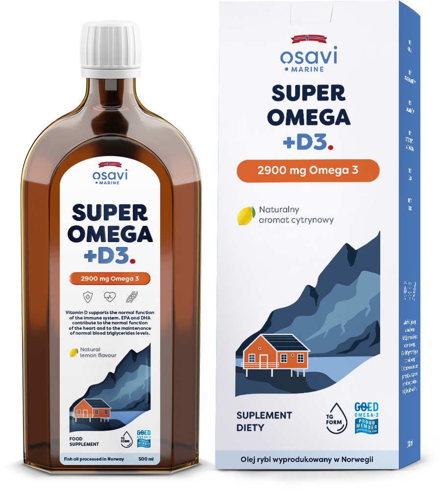 OSAVI Super Omega +D3, 2900 mg - smak cytrynowy (500 ml)
