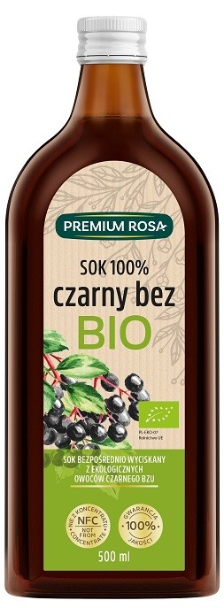 PREMIUM ROSA Czarny Bez sok 100%  BIO B/C 500ml