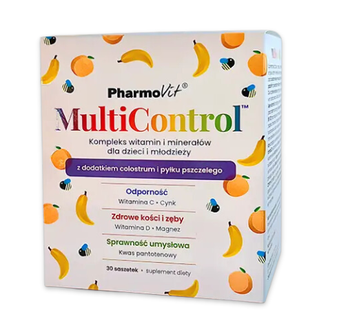 Pharmovit kompleks witamin i minerałów dla dzieci i młodzieży multicontrol bezglutenowy 30 saszetek