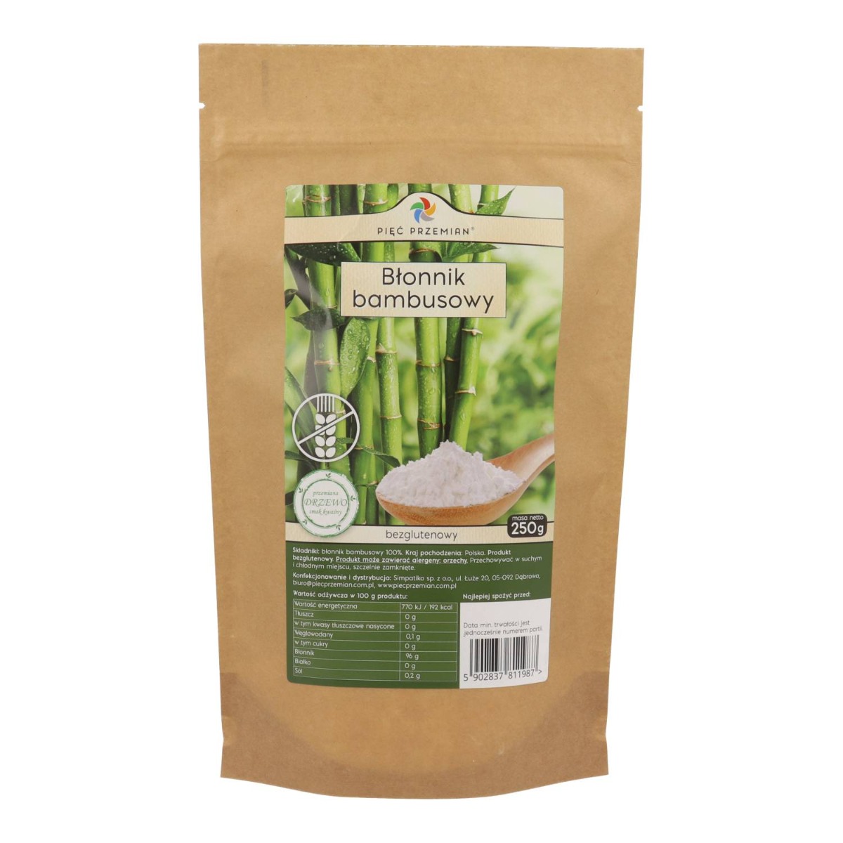 Pięć Przemian Błonnik Bambusowy Bezglutenowy 250 g