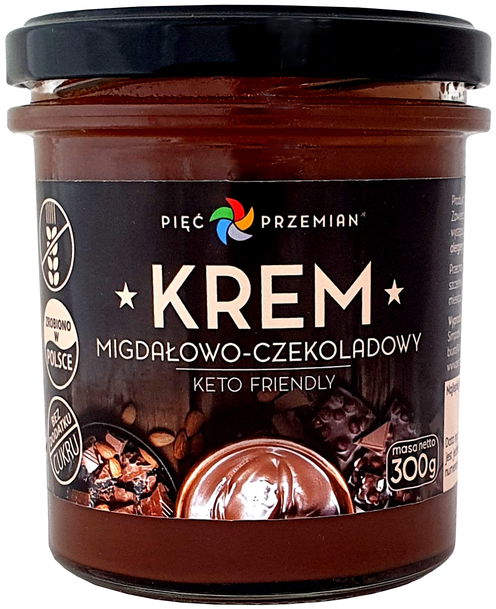 Pięć przemian krem migdałowo  czekoladowy bez dodatku cukrów bezglutenowy keto 300 g