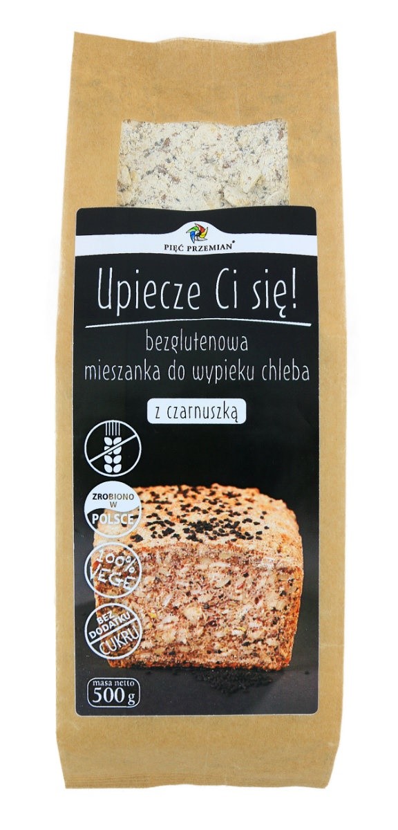 Pięć przemian mieszanka do wypieku chleba z czarnuszką bez dodatku cukrów bezglutenowa 500 g