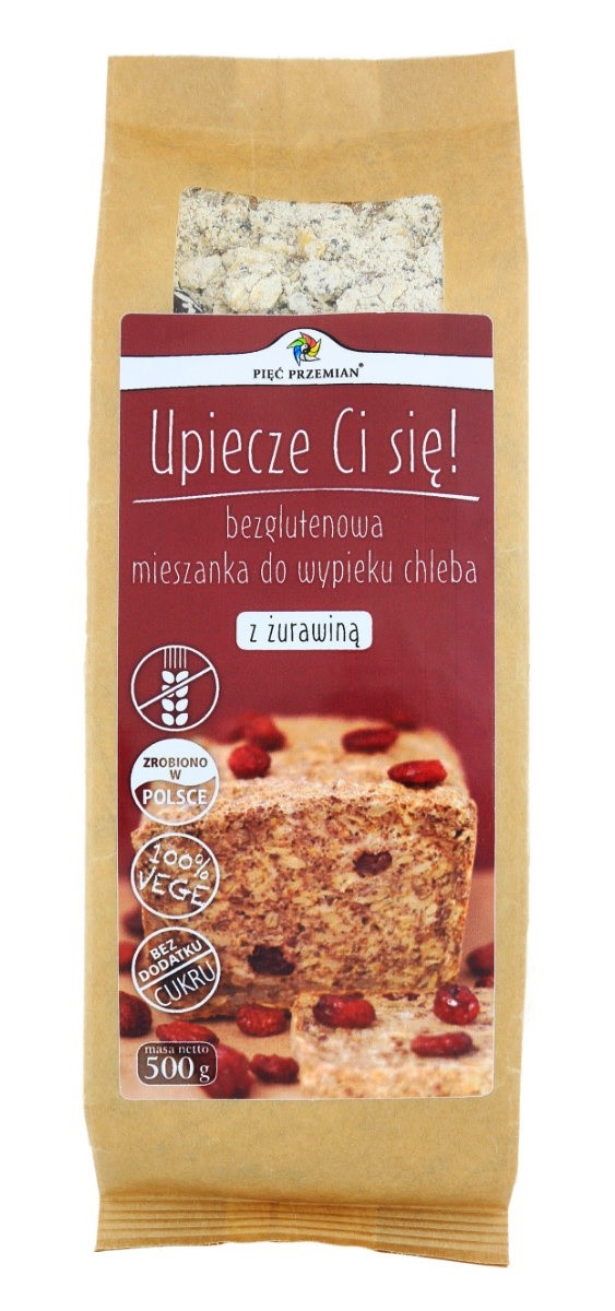 Pięć przemian mieszanka do wypieku chleba z żurawiną bezglutenowa 500 g