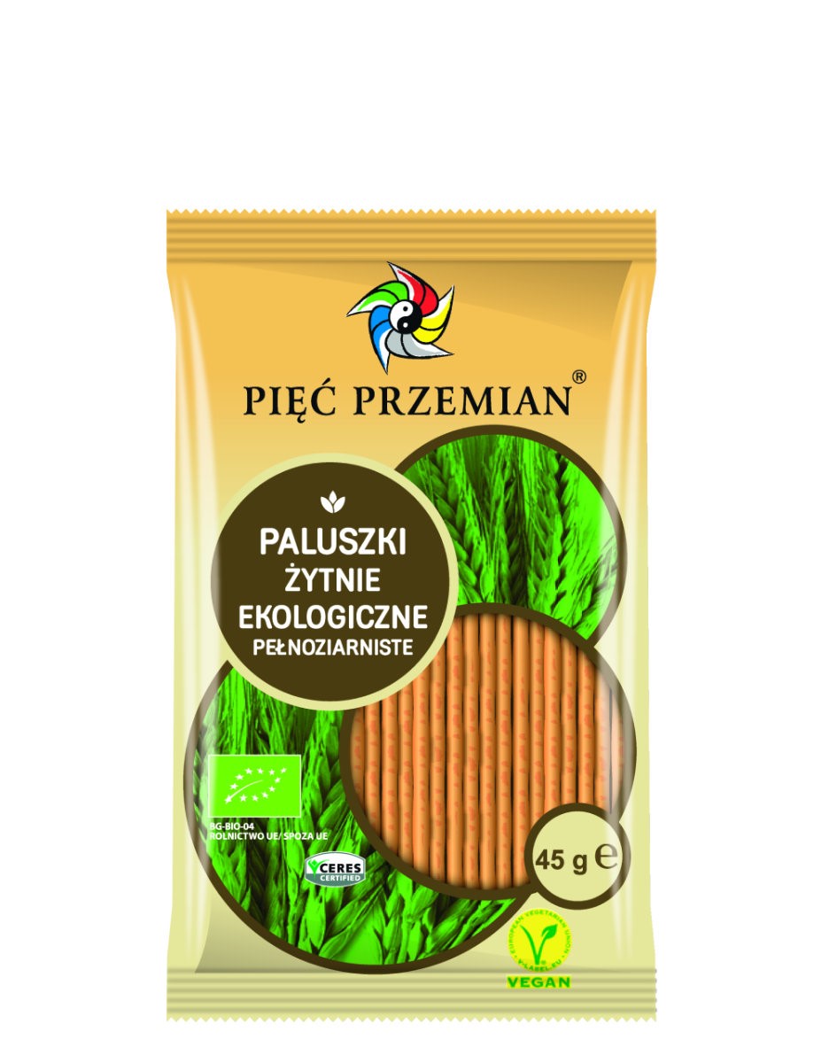 Pięć przemian paluszki żytnie pełnoziarniste bio 45 g